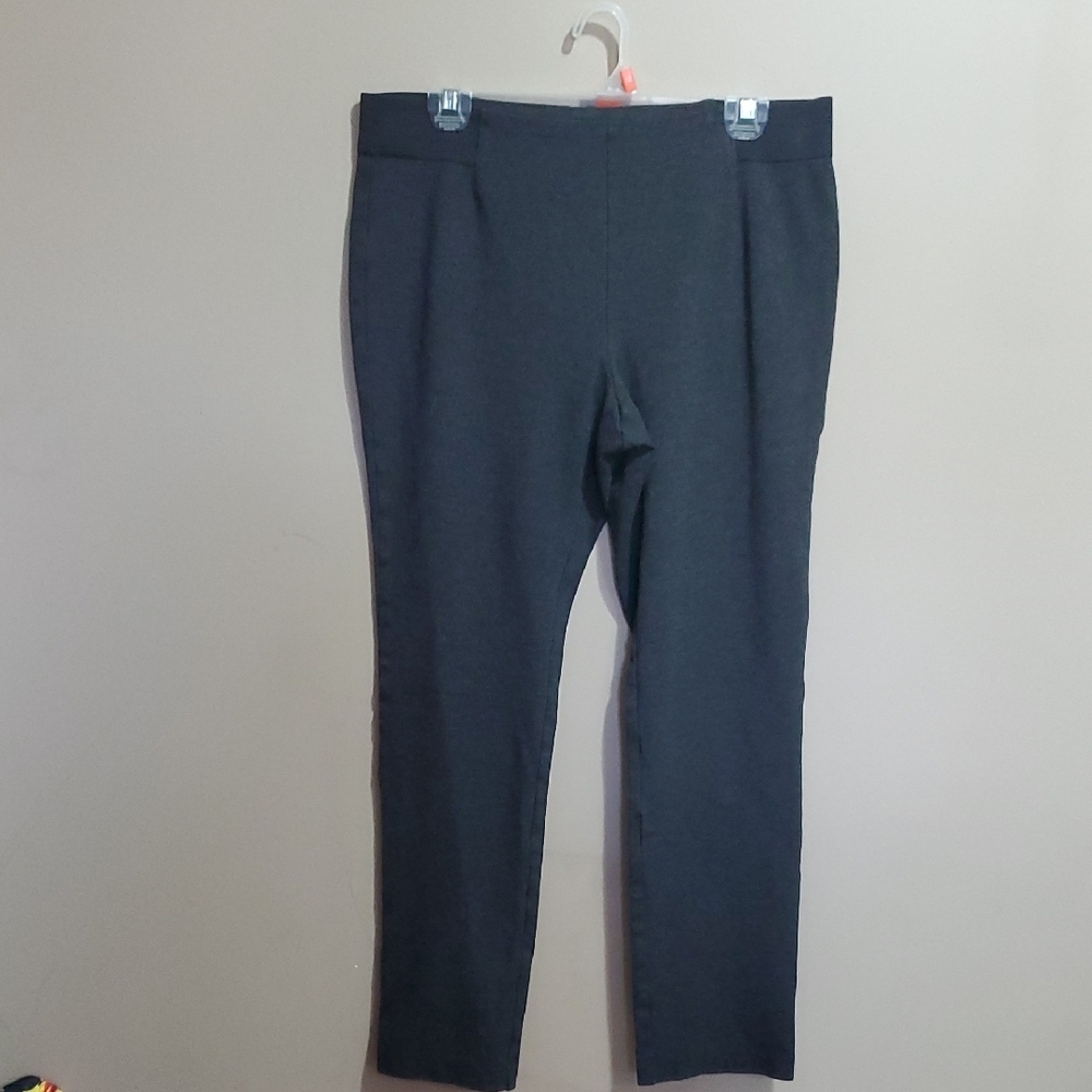 Cleo Charcoal Gray Flat Waist Pants Size Large